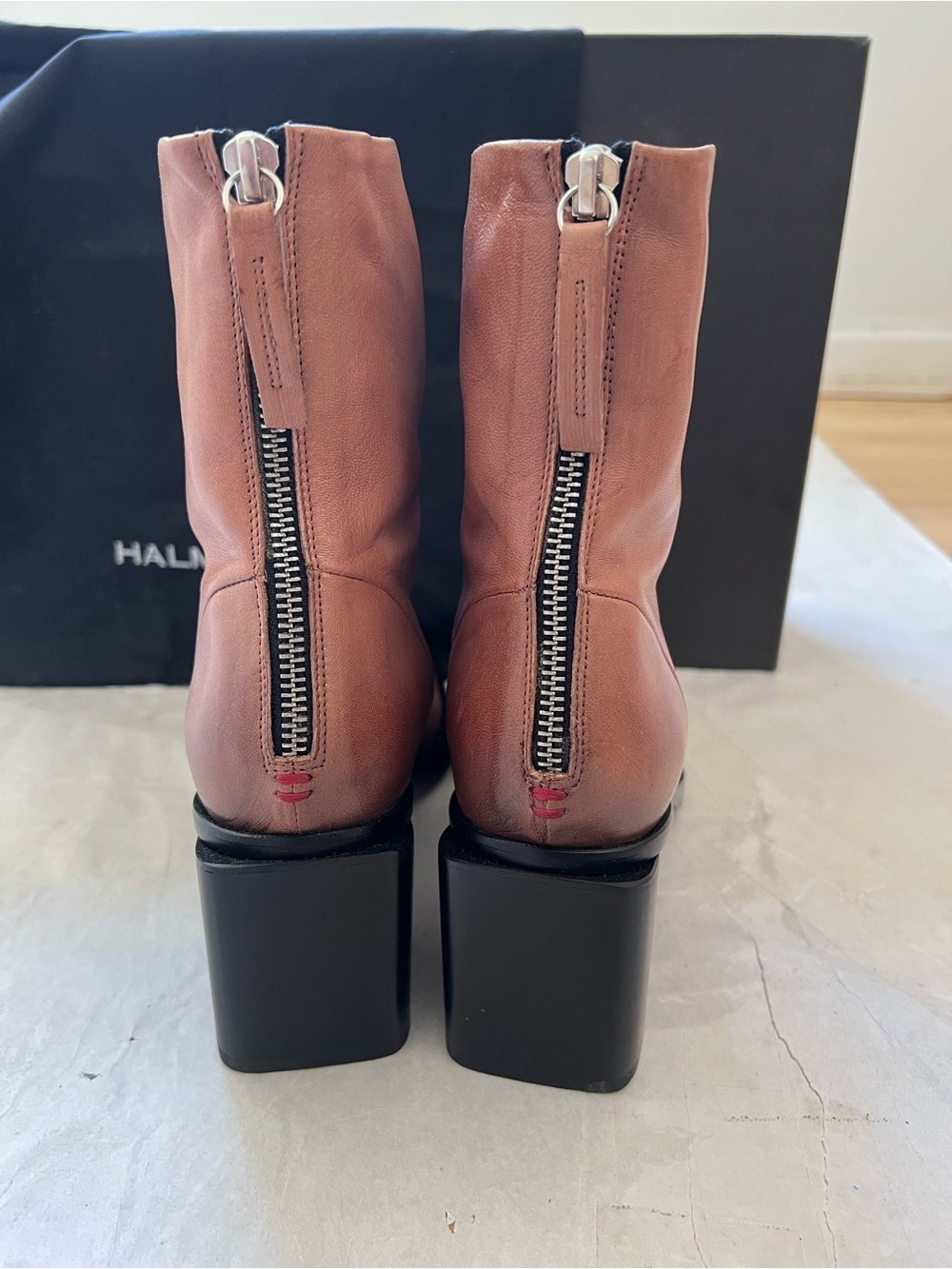 Halmanera Italian Leather Ankle Boots Heels Linda 13 Caramel Brown Size 40 US 10 - Picture 11 of 15